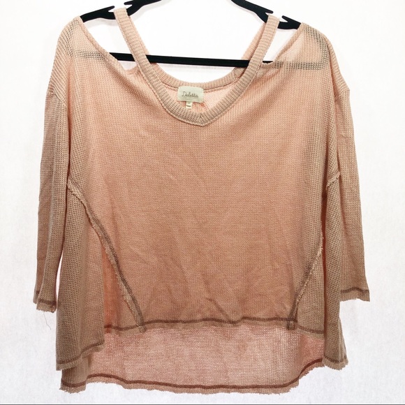 Anthropologie DELETTA Sz Xs Milipa knit blush top - Picture 2 of 8